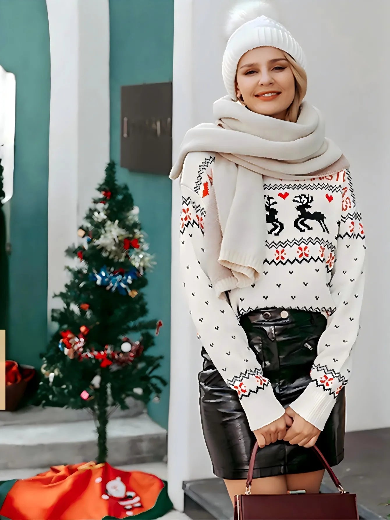 Women's Christmas sweater - White