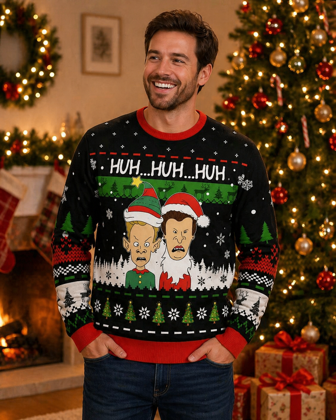 Men's ugly Christmas sweater - Beavis and Butthead
