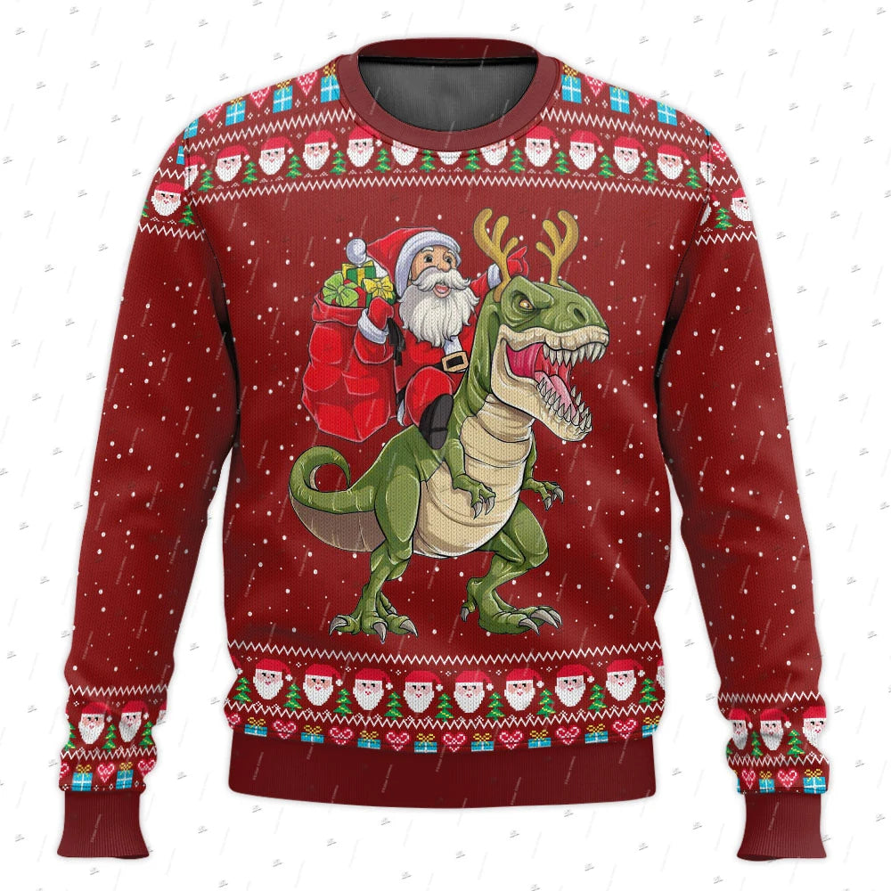 Men's ugly Christmas sweater - Santa and Dino