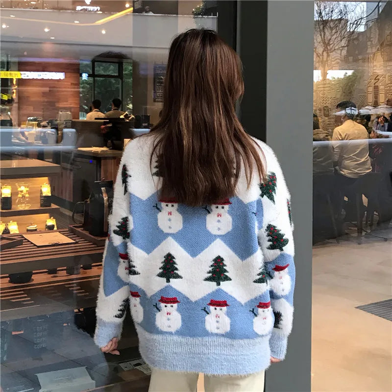 Women's cute Christmas sweater - Blue