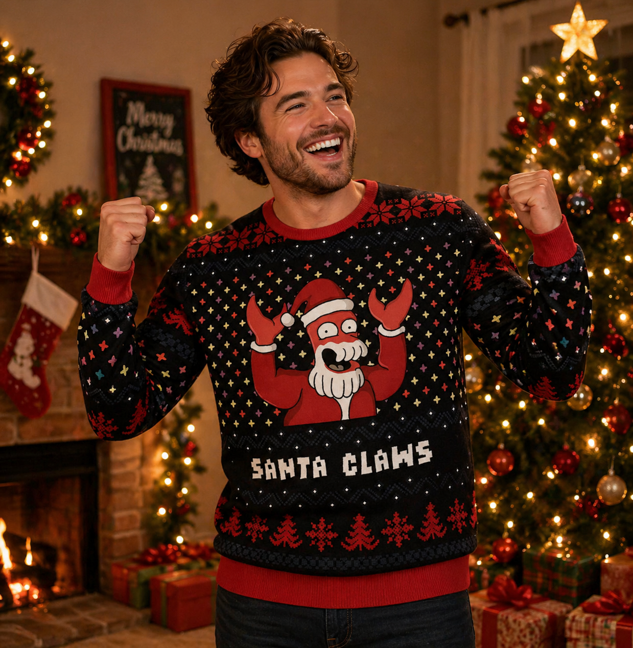 Men's ugly Christmas sweater - Santa Claws