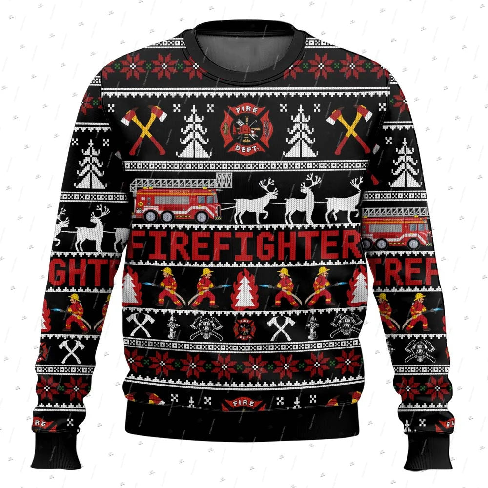Men's ugly Christmas sweater - firefighter