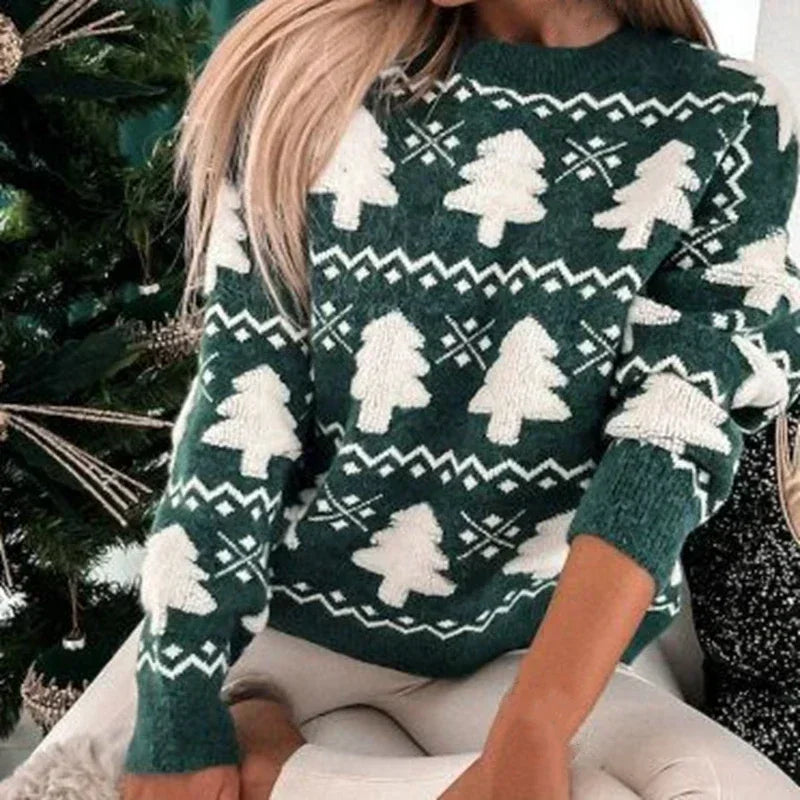 Women's Christmas sweater - 3D trees
