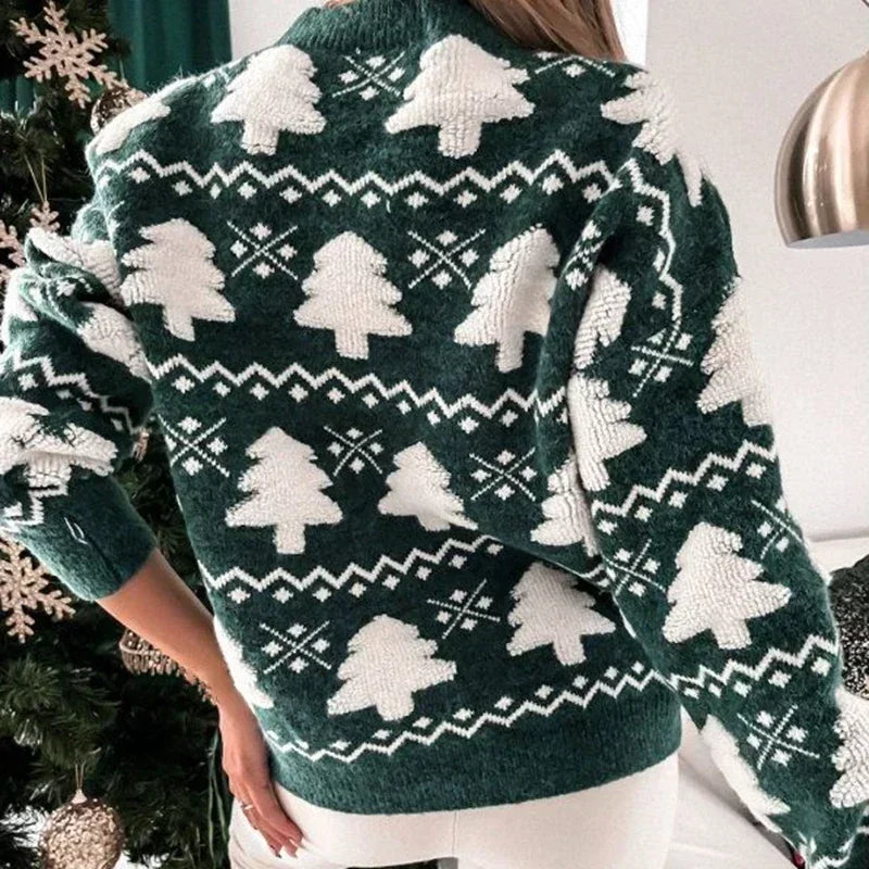 Women's Christmas sweater - 3D trees