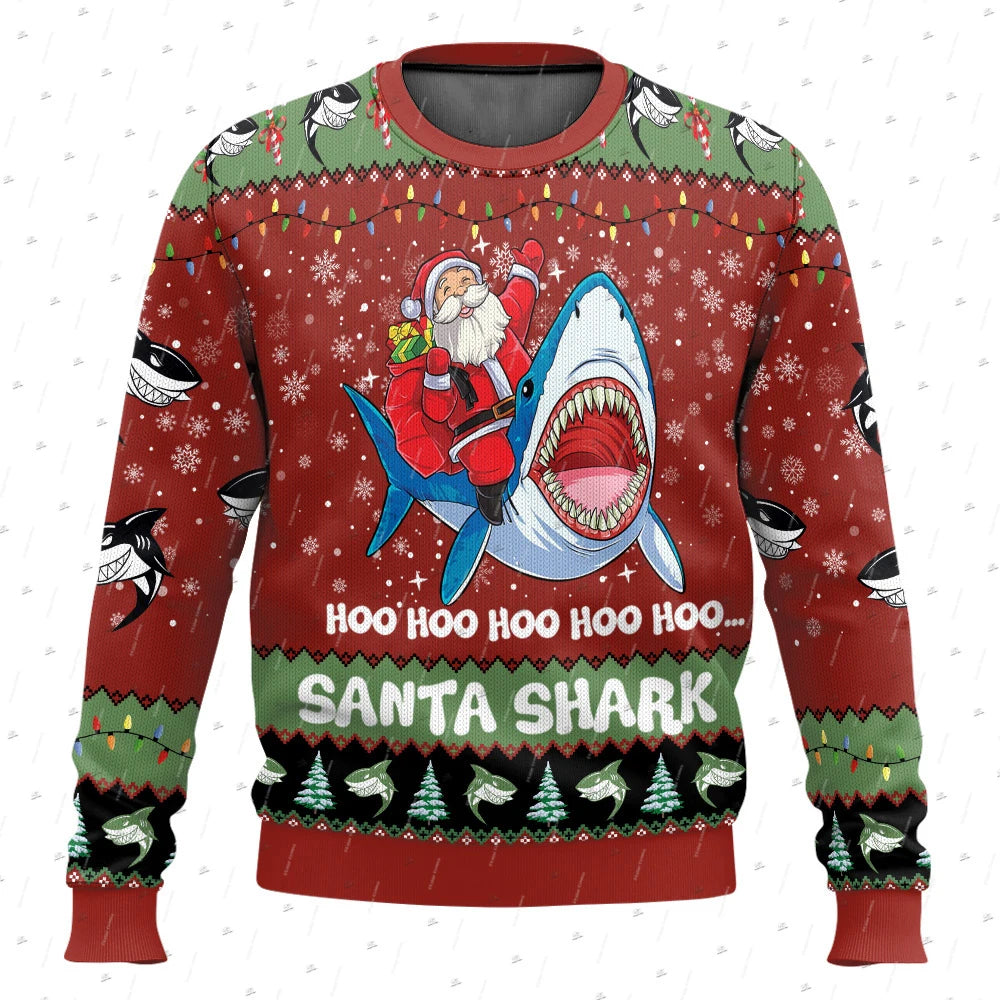 Men's ugly Christmas sweater - Santa shark