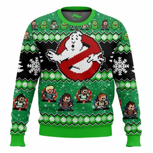 Pixel Ghostbusters Ugly Christmas Sweater