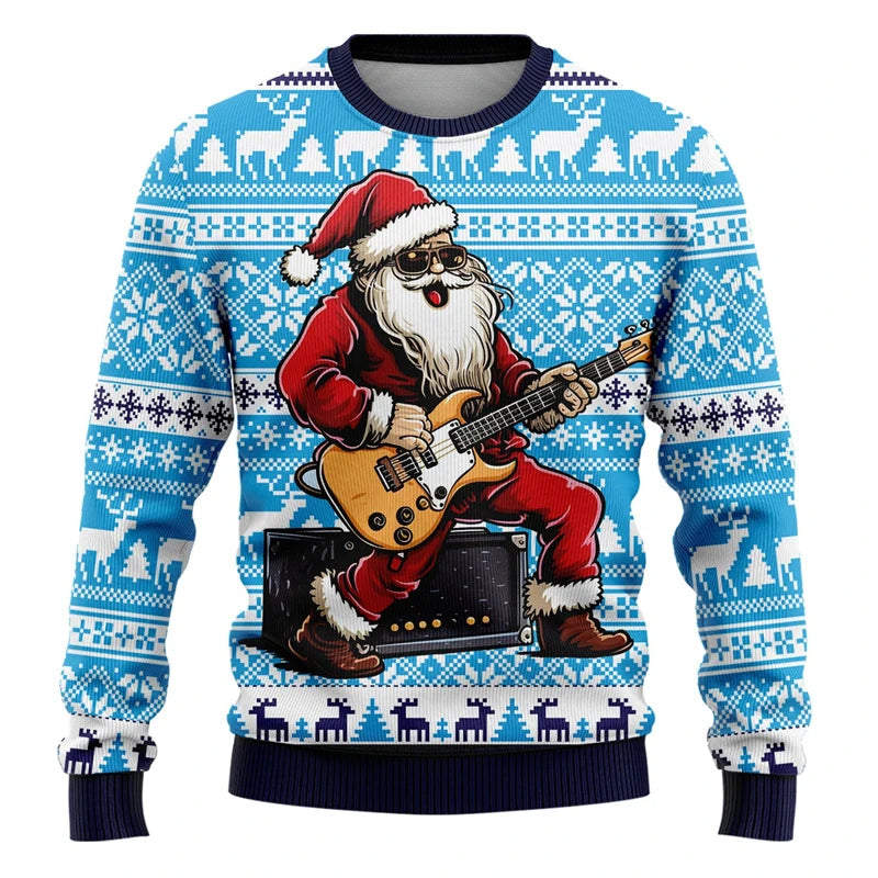 Men's ugly Christmas sweater - Santa rock star