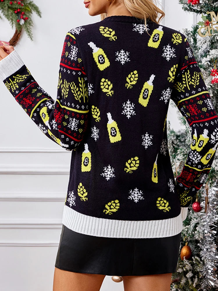 Women's ugly  Christmas sweater - Santa with beer