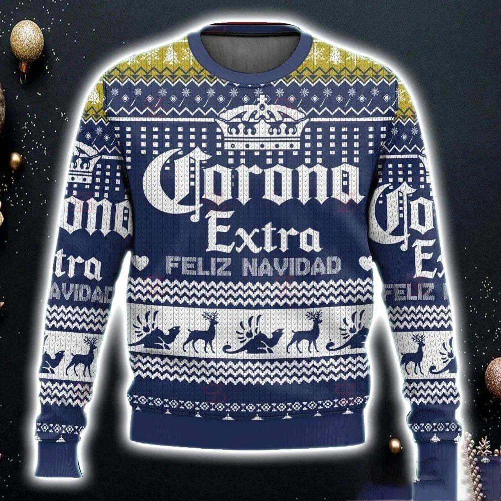 Corona Extra Ugly Christmas Sweater – Funny Beer Holiday Pullover
