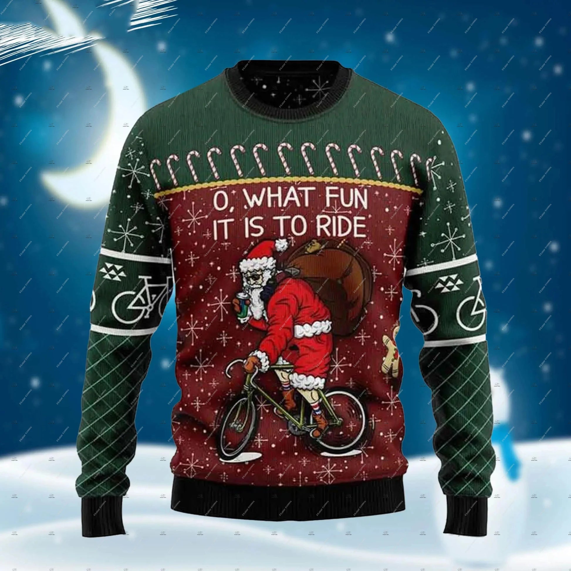 Men's ugly Christmas sweater - Santa on a bike