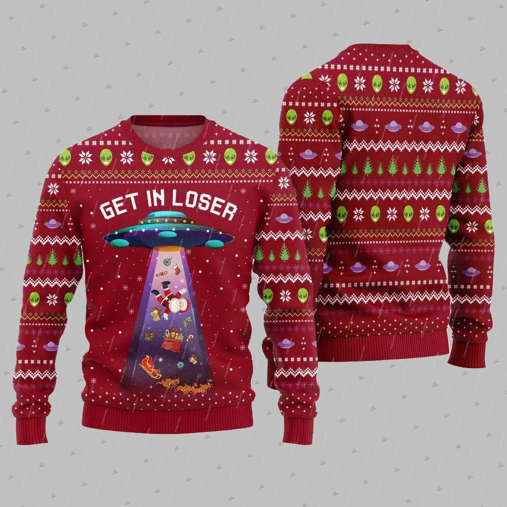 Men's ugly Christmas sweater - Get in loser